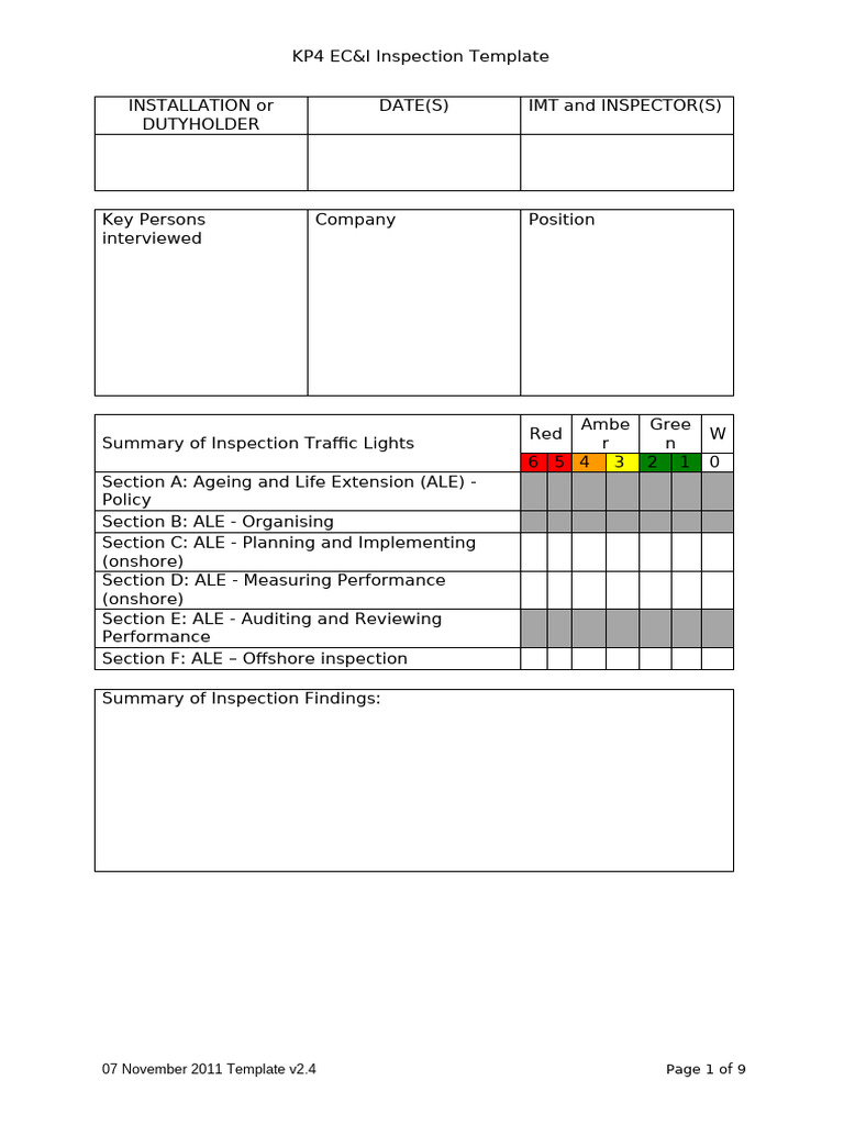 Kp4 electrical control instrumentation inspection template pdf