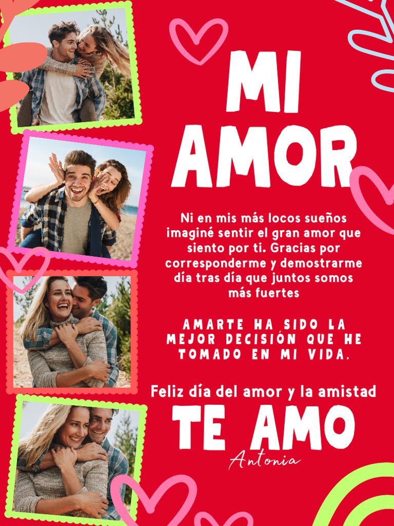 Carta Dia Del Amor y La Amistad Con Fotografia Rojo y Blanco | PDF, image size:768x1024