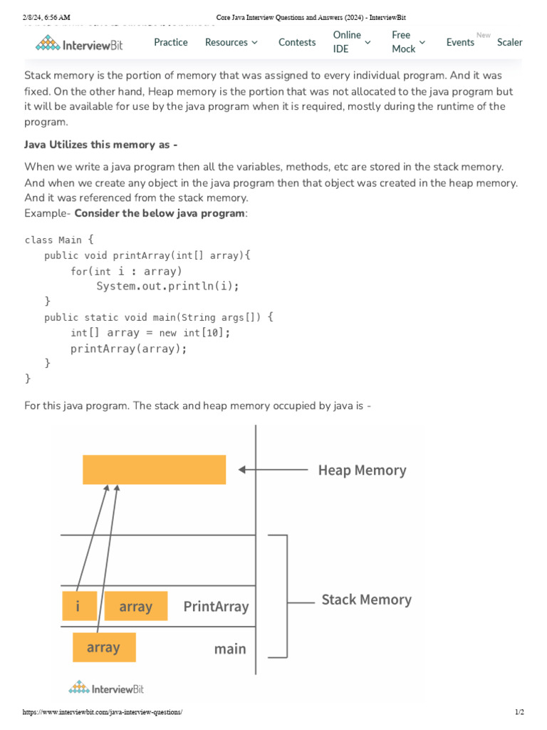 Core Java Interview Questions and Answers (2024) - InterviewBit 2 | PDF