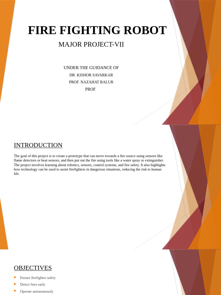 Autonomous Fire Fighting Robot Project | PDF | Firefighting | Robot