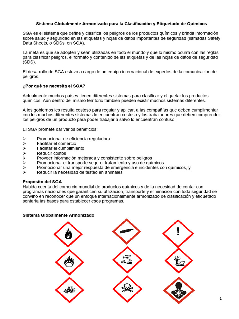 SGA: Clasificación y Etiquetado Químico | PDF | Química