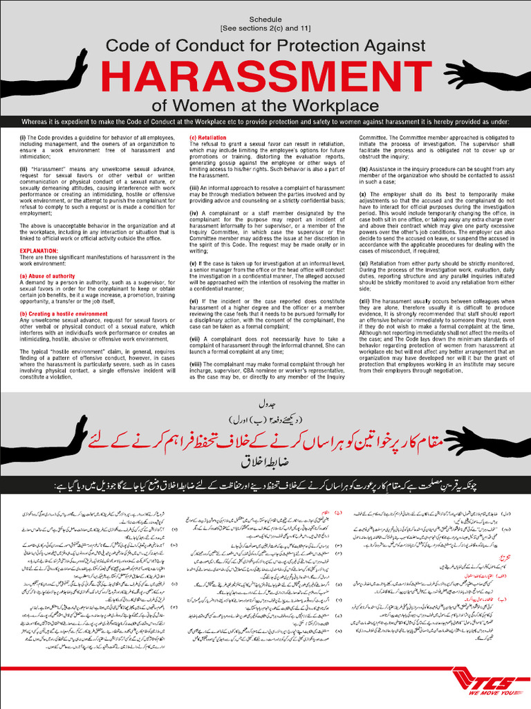 Code of Conduct For Protection Against Harassment of Women at The ...