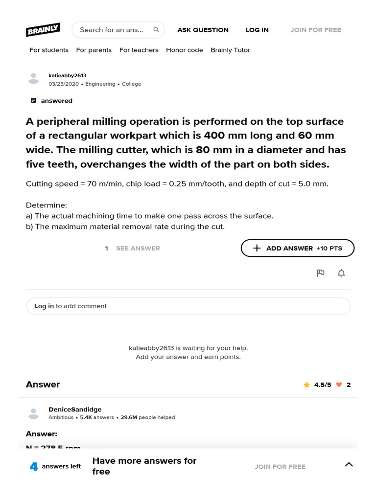 A peripheral milling operation is performed on the top surface of a ...