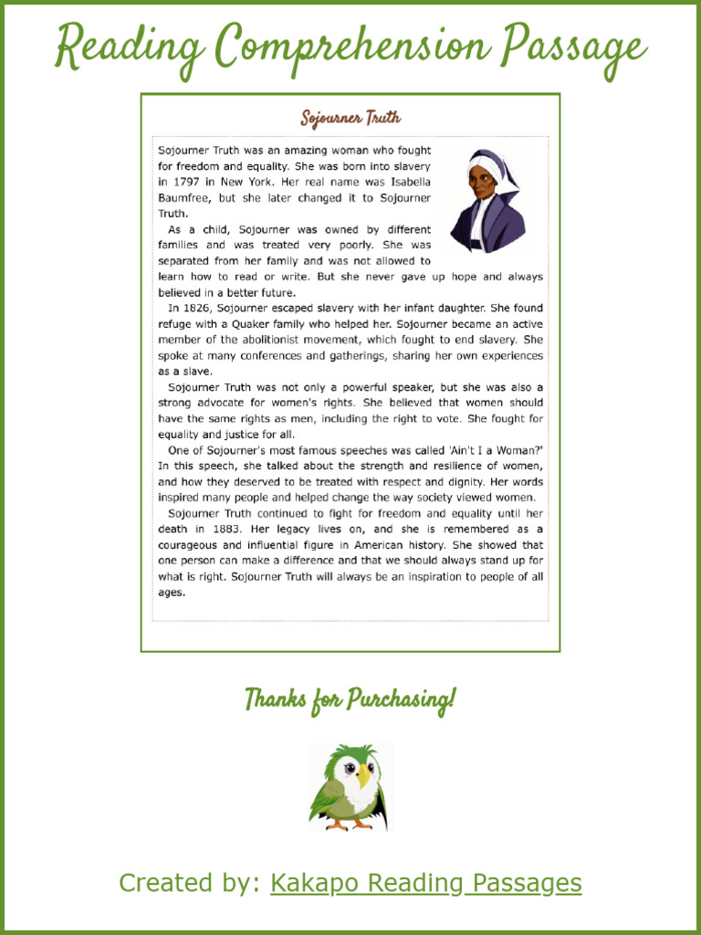 Created By: Kakapo Reading Passages: Thanks For Purchasing! | PDF ...