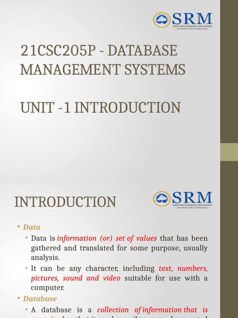 Introduction to Database Management Systems | PDF | Databases | Data