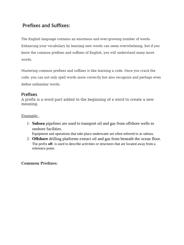 Mastering English Prefixes and Suffixes | PDF | Syllable | Consonant
