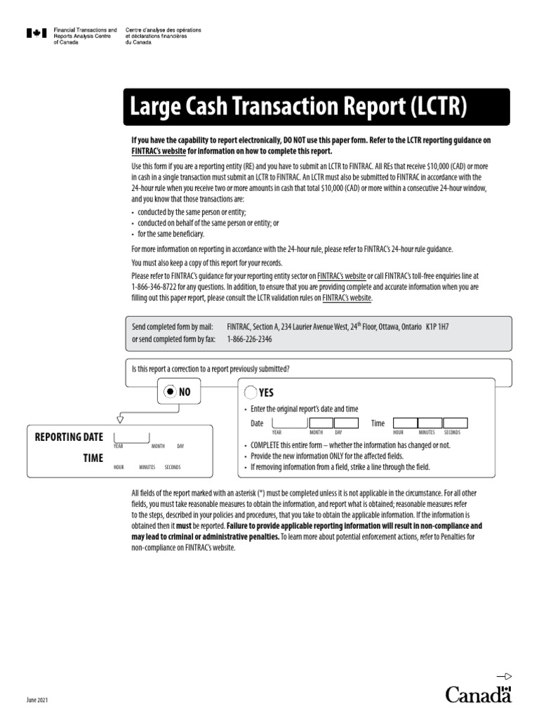 Large Cash Transaction Report Guide | PDF | Payments | Wire Transfer
