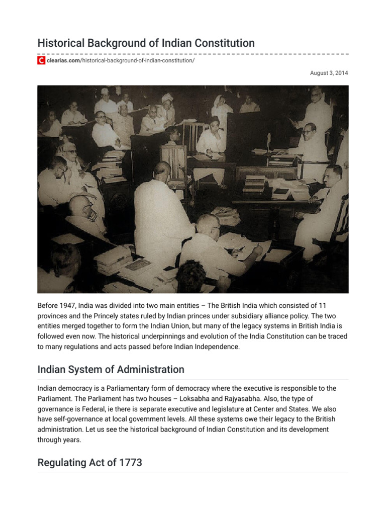 Historical Evolution of Indian Constitution | PDF | British Raj ...