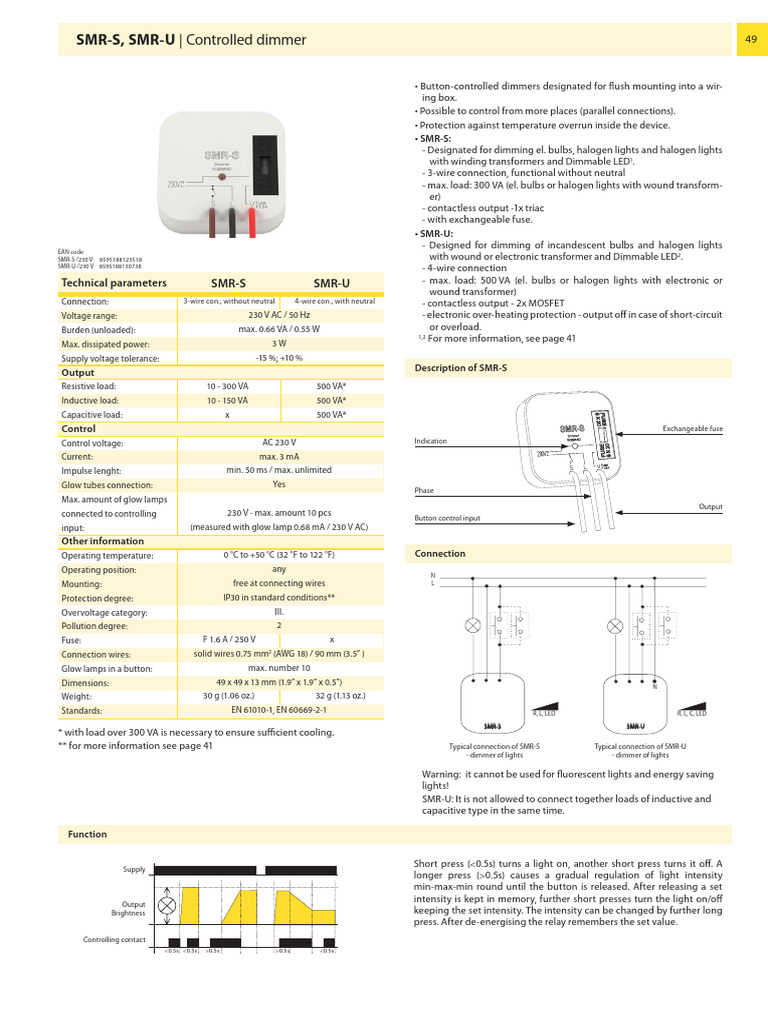SMR-S and SMR-U Dimmer Specifications | PDF | Alternating Current ...