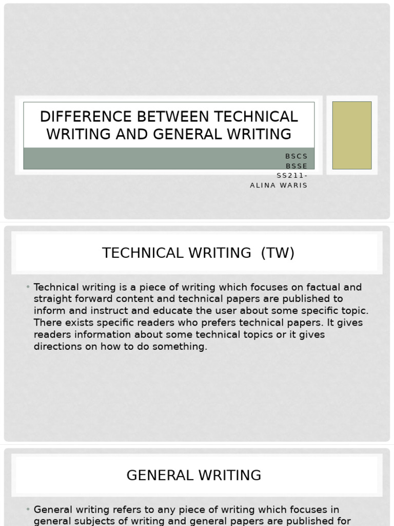 Difference Between Technical Writing and General Writing 2 | PDF ...