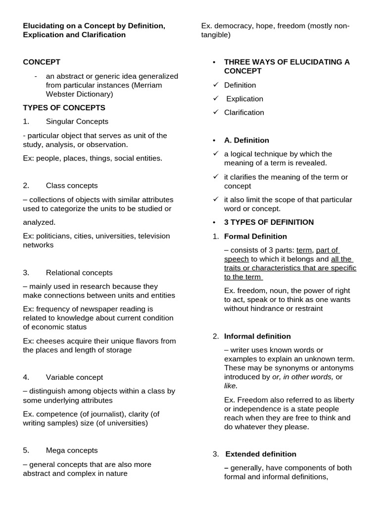 Understanding Concept Elucidation Techniques | PDF | Concept | Definition