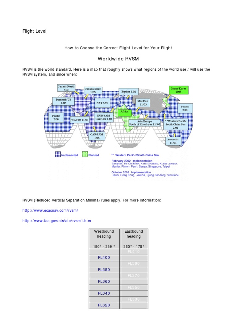 Flight Level Worldwide RVSM PDF Aviation Safety Air Traffic Control