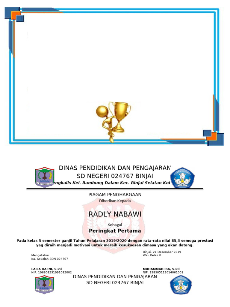 Piagam Ranking Kelas Pdf