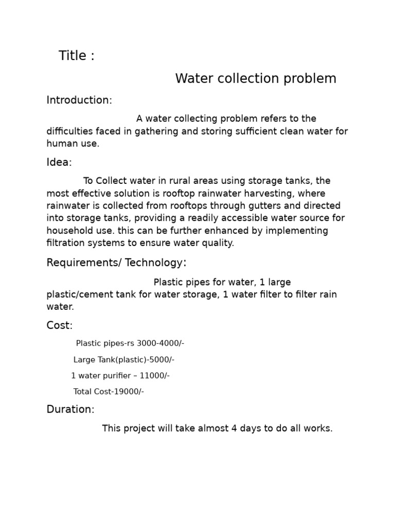 Title: Water Collection Problem | PDF