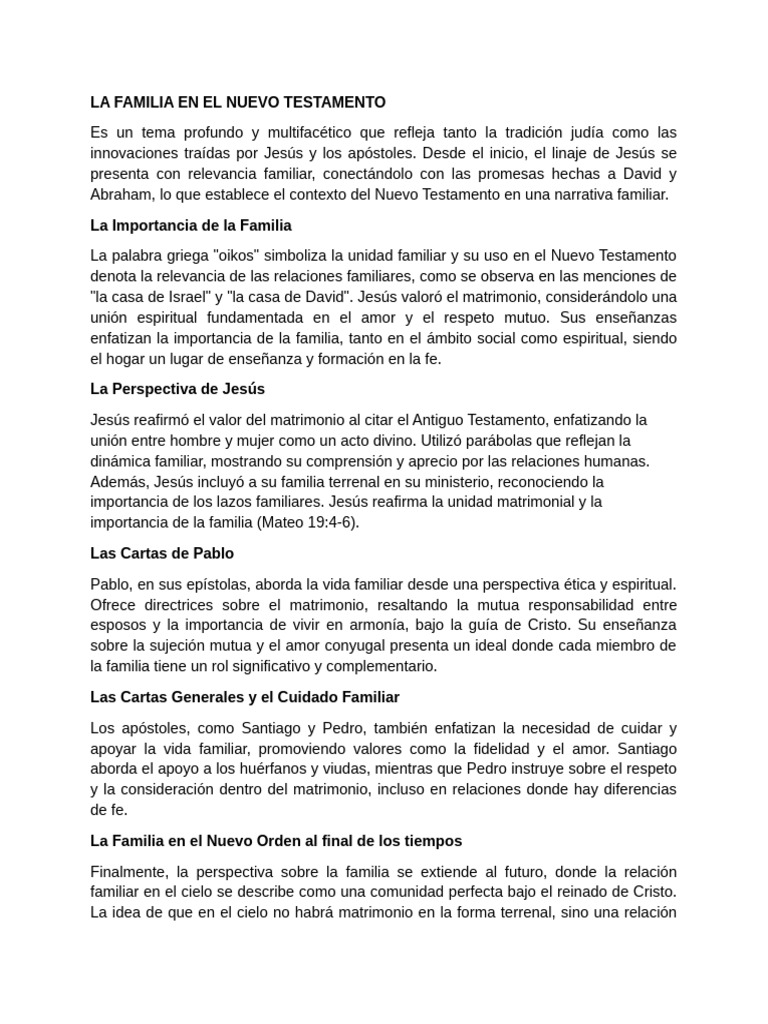La Familia en el Nuevo Testamento | PDF | Jesús | Familia