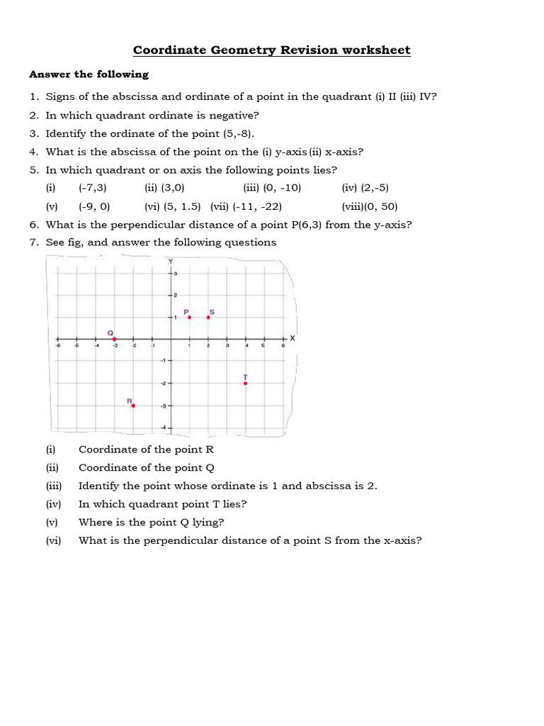 Coordinate Geometry Revision Worksheet | PDF