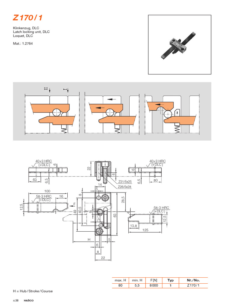 Klinkenzug, DLC Latch Locking Unit, DLC Loquet, DLC Mat.: 1.2764 | PDF