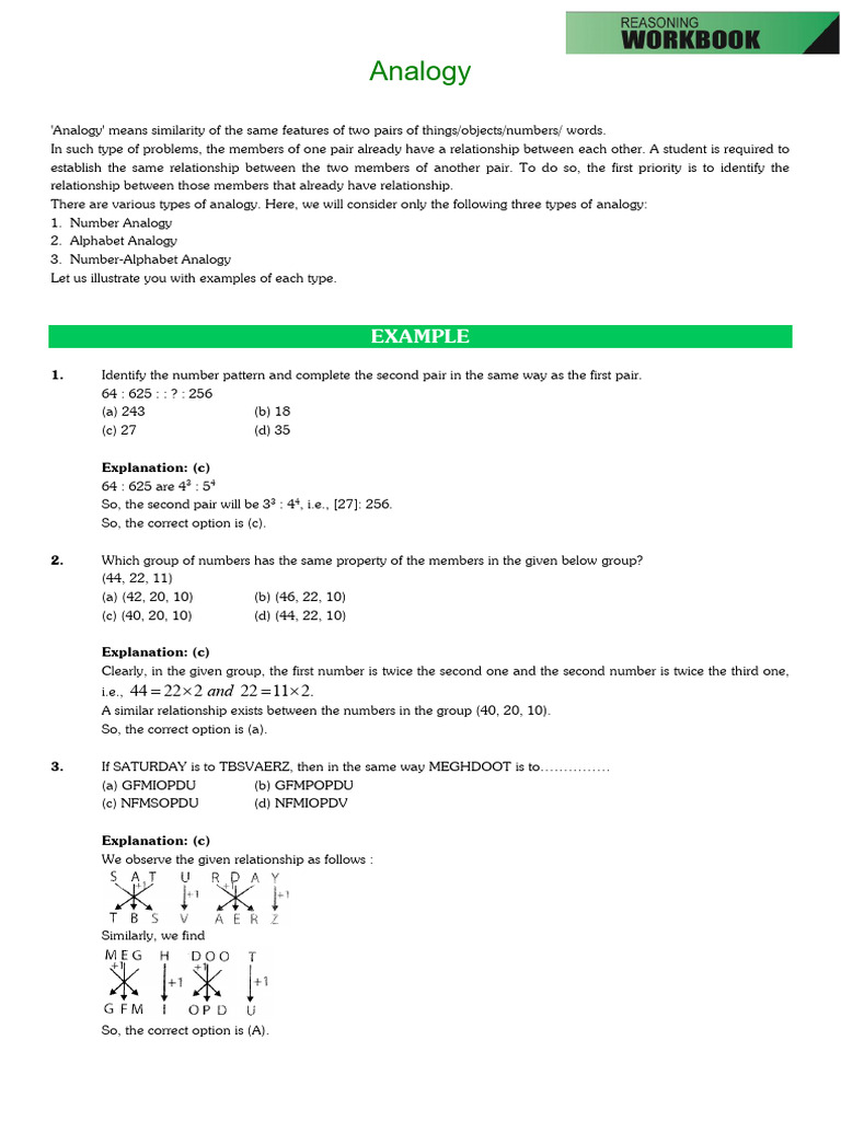 Number Analogy Explained | PDF