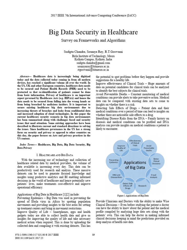 Big Data Security Challenges in Healthcare | PDF | Electronic Health ...