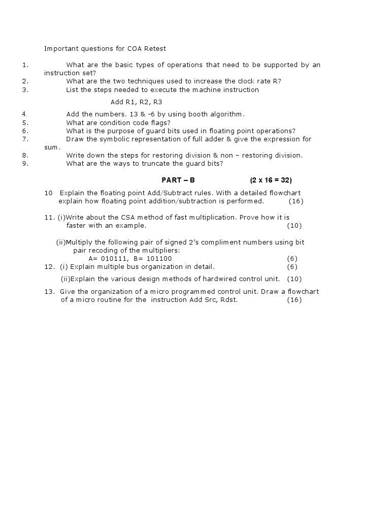 COA Retest: Key Questions & Concepts | PDF