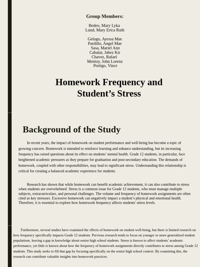 Research Presentation1 | PDF | Homework | Stress (Biology)