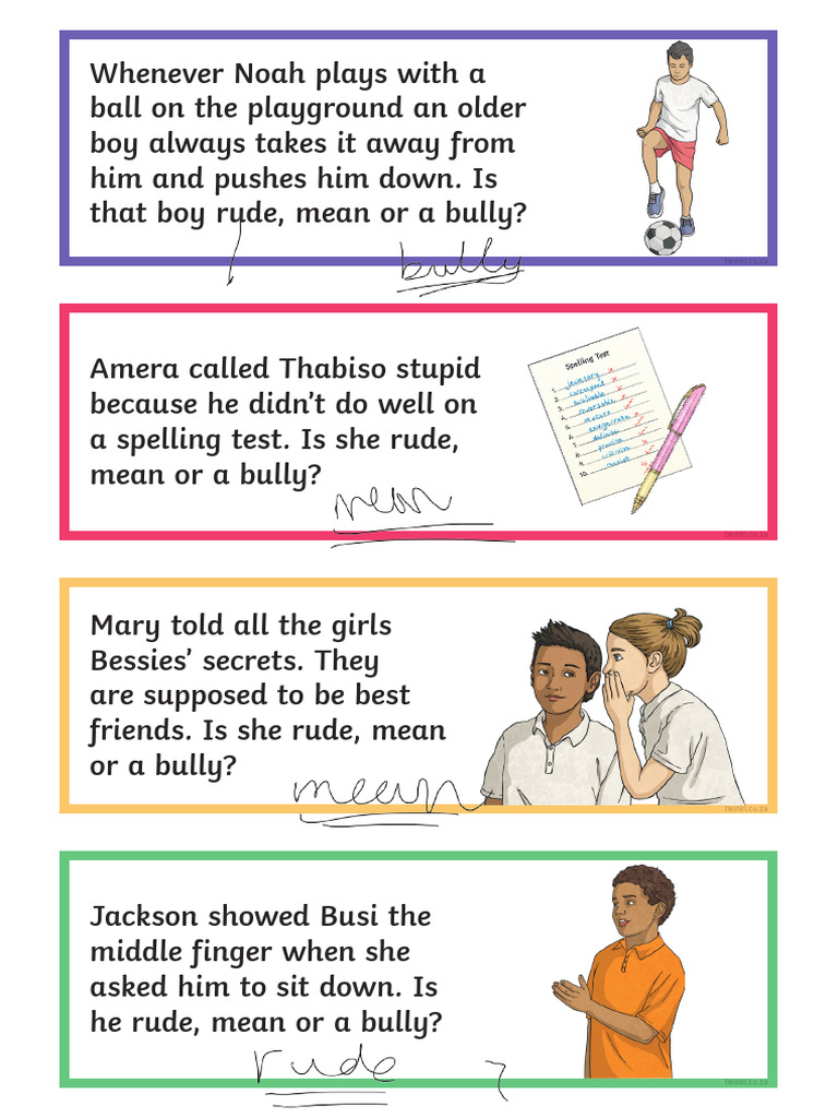Identifying Rude, Mean, or Bullying Behavior | PDF