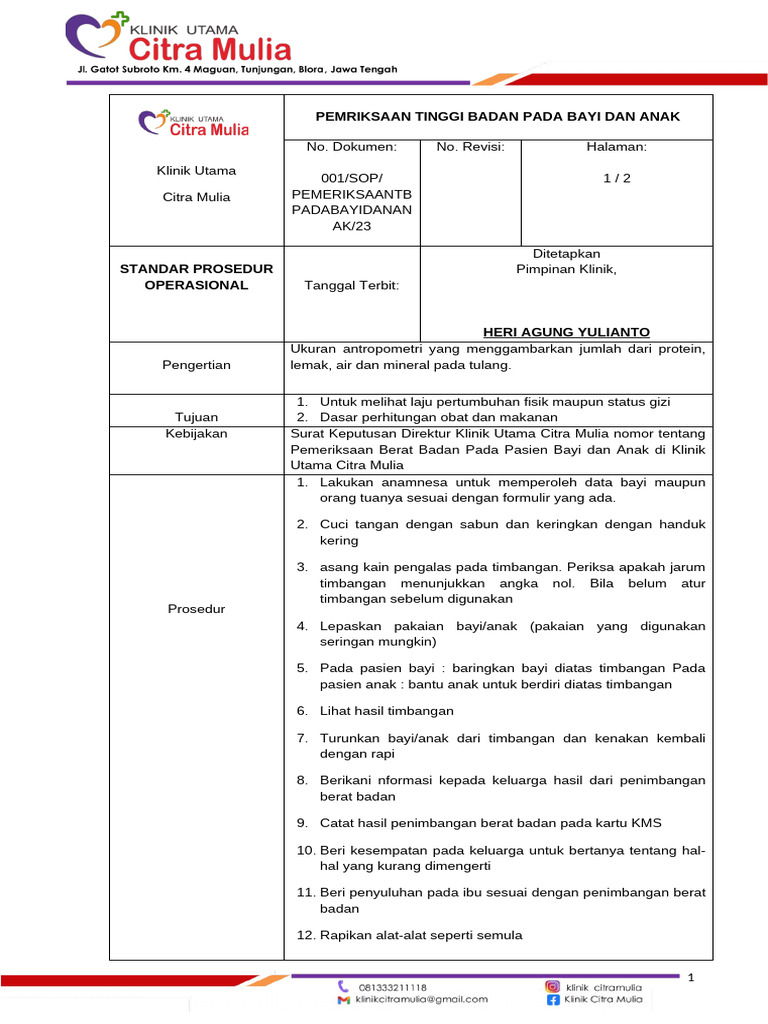 SPO PEMERIKSAAN BERAT BADAN | PDF