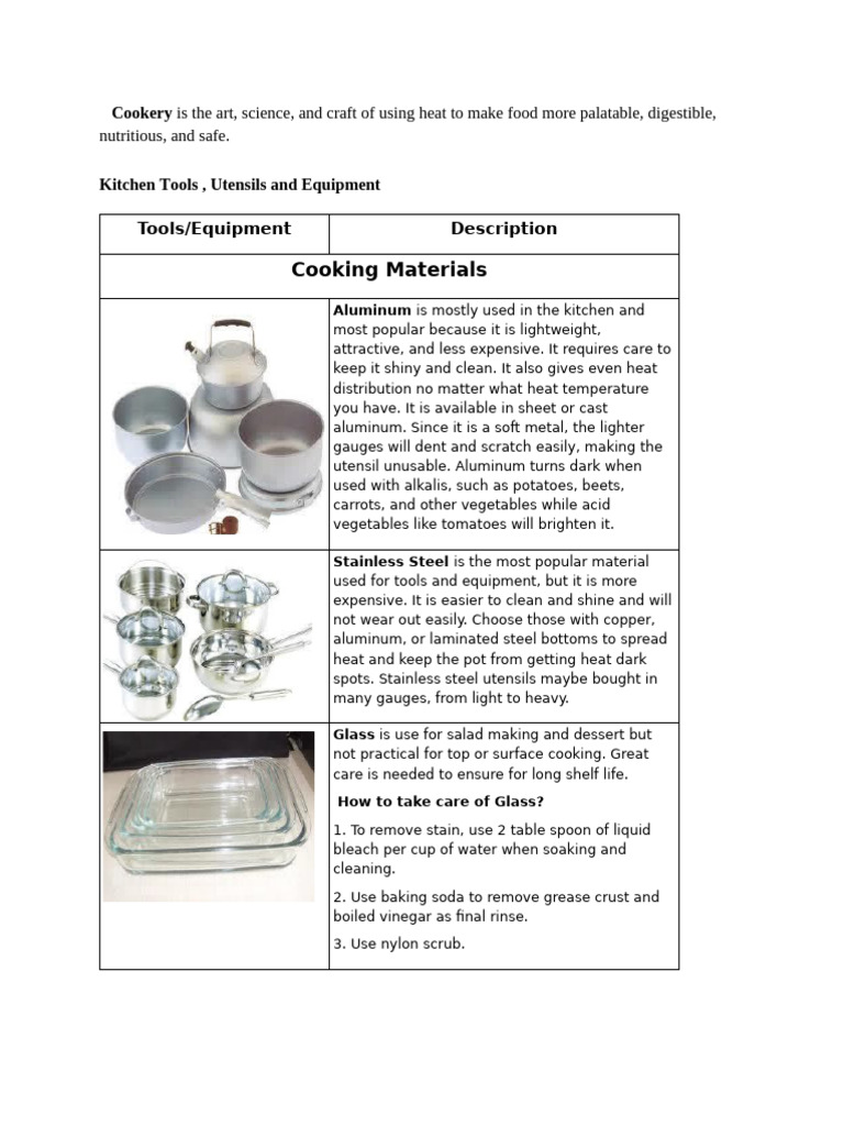 Essential Kitchen Tools and Care Guide | PDF | Knife | Kitchen Utensil