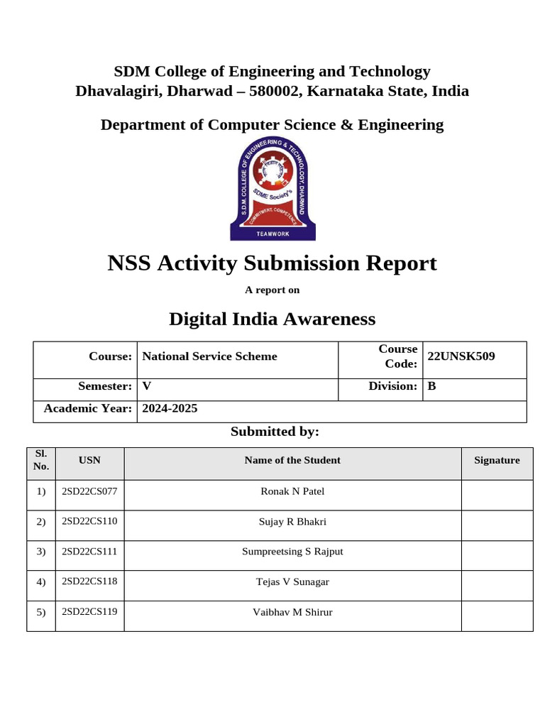22UNSK509-NSS Activity Submission Report | PDF | Literacy