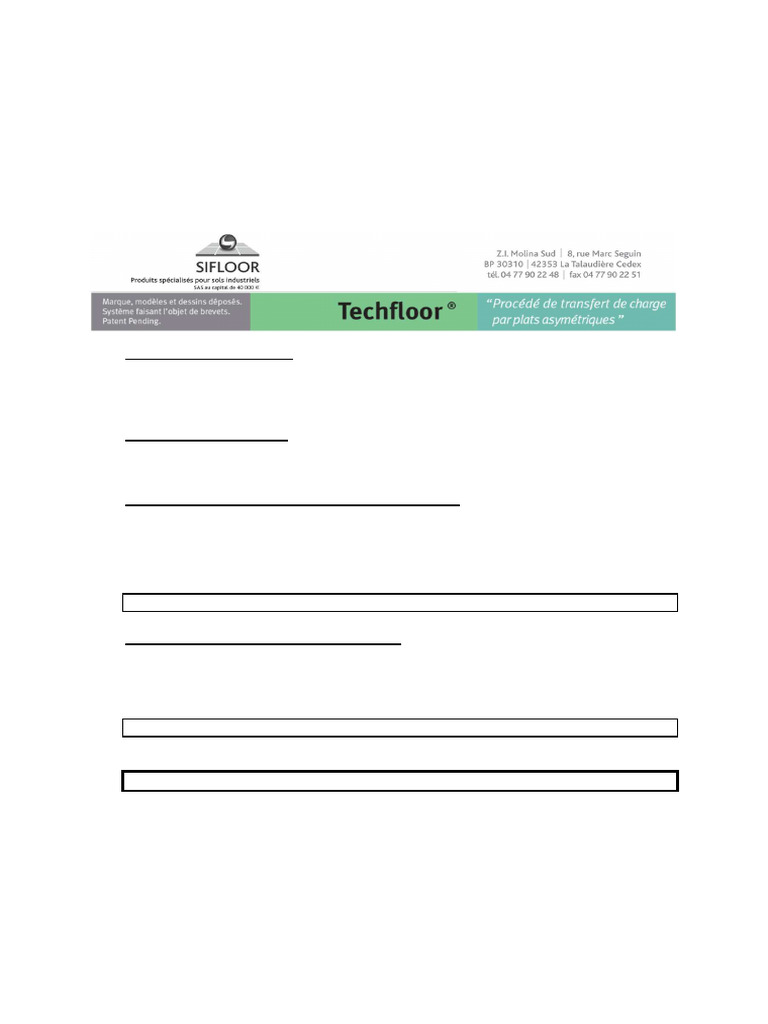 Caractéristiques techniques du dallage Techfloor | PDF