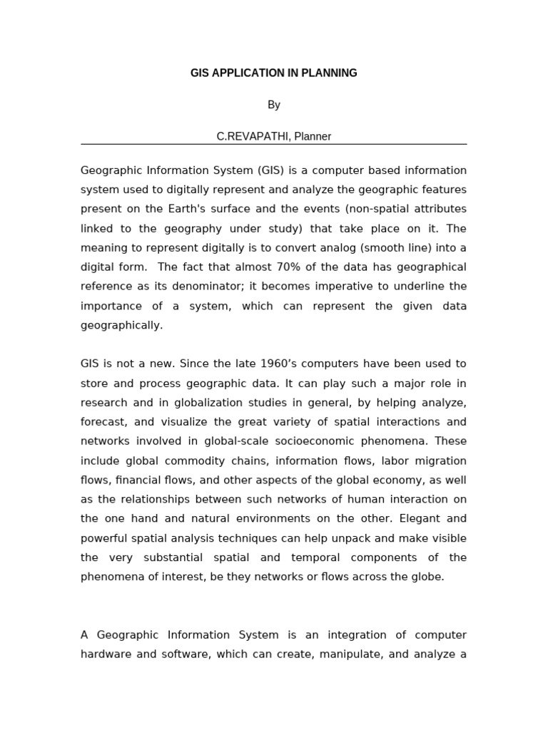 Gis Application in Planning | PDF | Geographic Information System ...