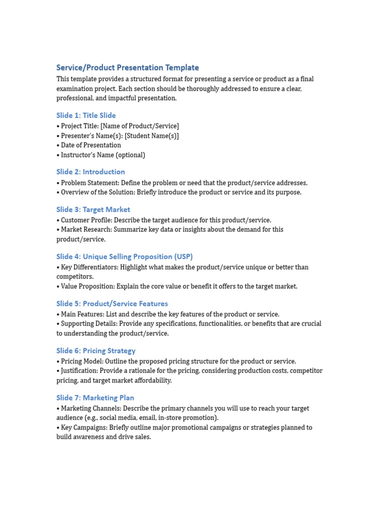 Service Product Presentation Template | PDF | Marketing | Pricing