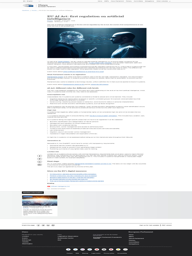 EU AI Act: First Global AI Regulation | PDF | Artificial Intelligence ...
