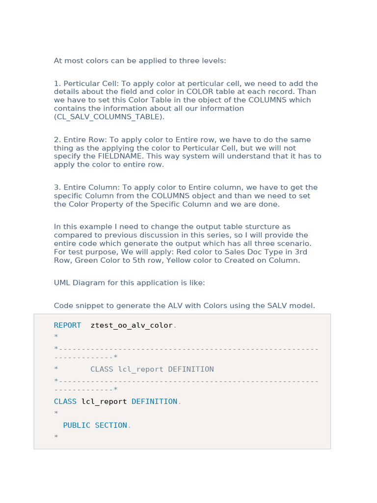 ALV Color Application in ABAP | PDF | Method (Computer Programming ...