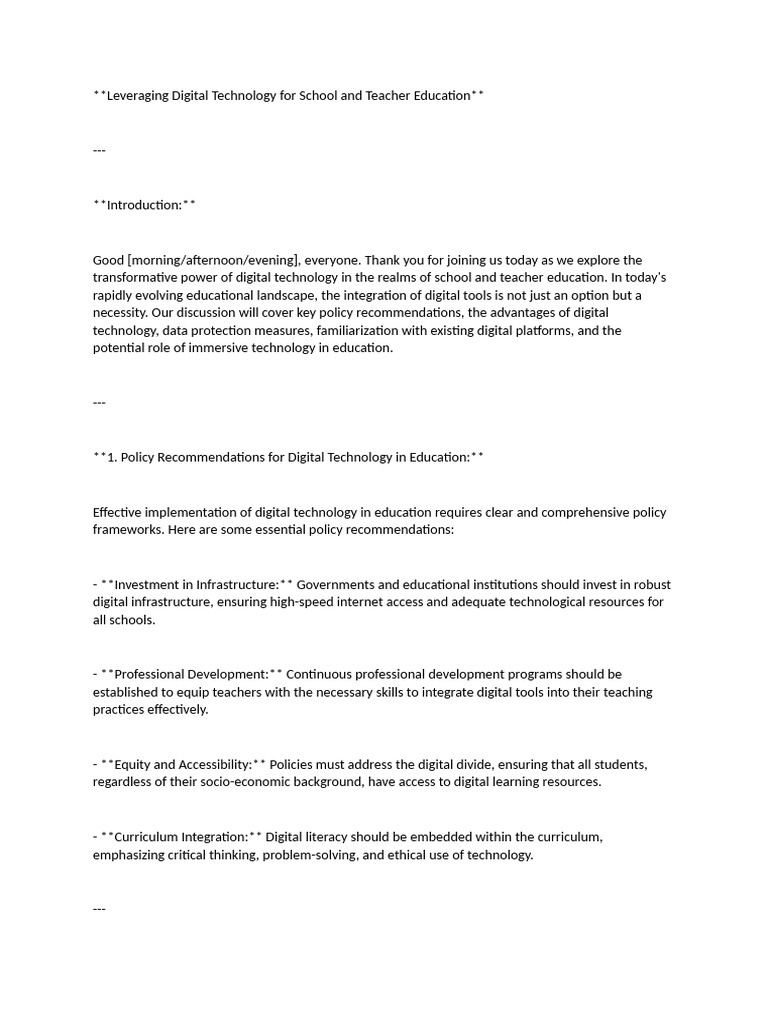 Digital Technology in Education Strategies | PDF | Virtual Reality ...