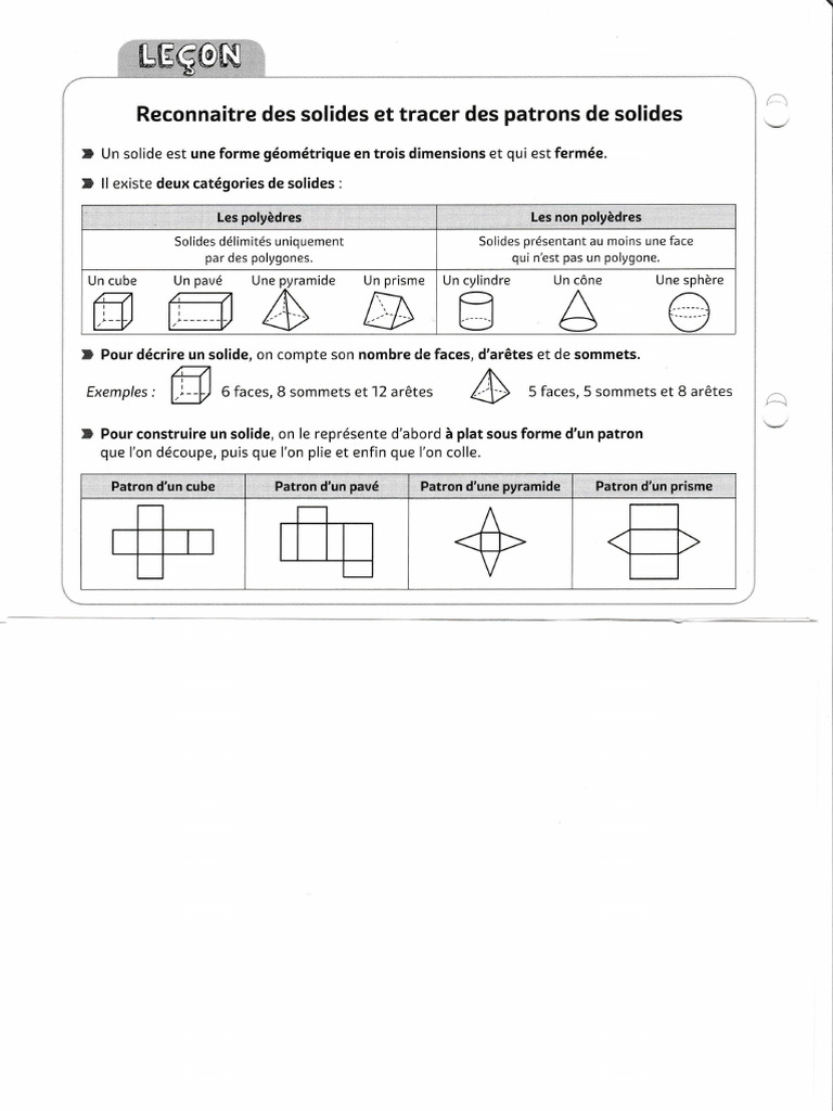Solides et Patrons Géométriques | PDF