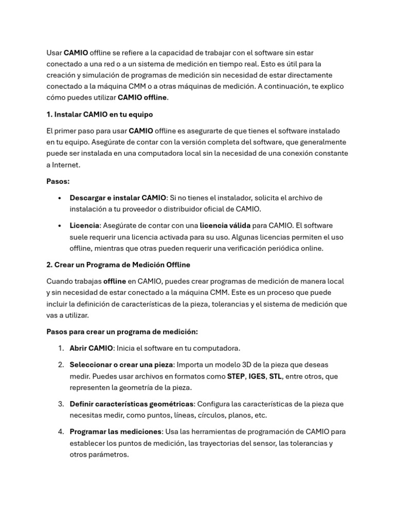 Guía para Usar CAMIO Offline | PDF | Archivo de computadora | Simulación