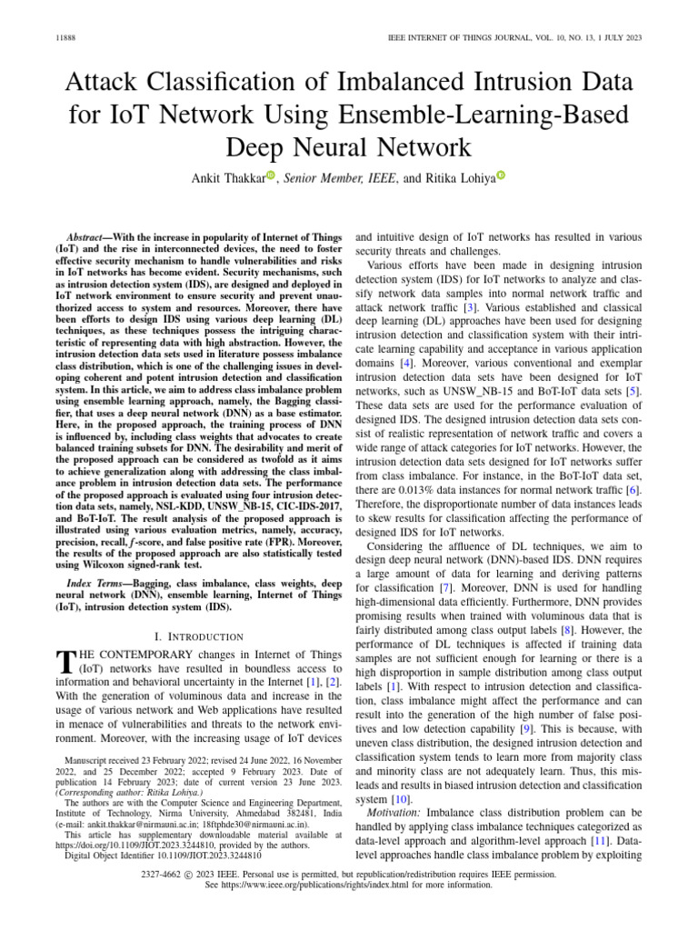 IoT Intrusion Detection with DNN Ensemble | PDF | Deep Learning ...