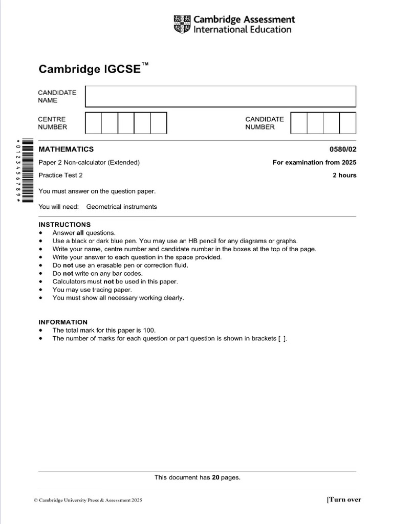 Maths Non Calculator Paper 2 | PDF