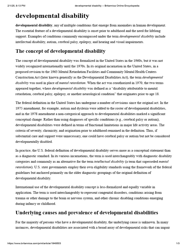 Developmental Disability - Britannica Online Encyclopedia | PDF ...