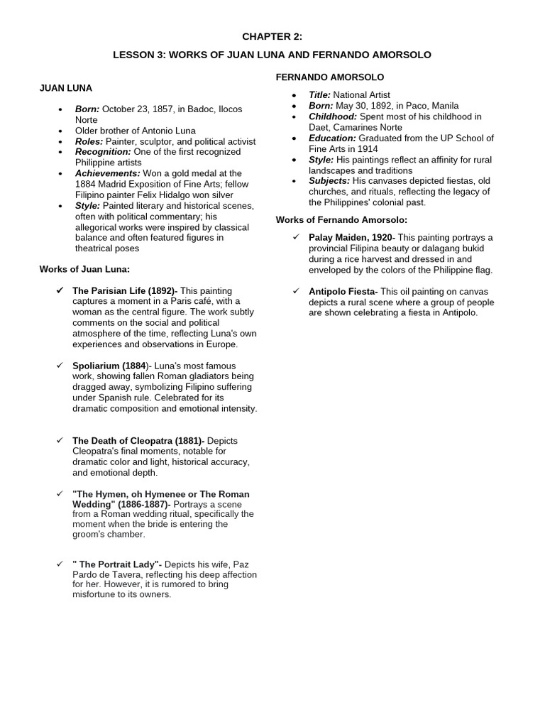 Chapter 2 Lesson 3 & 4 Summary PDF | PDF | Paintings