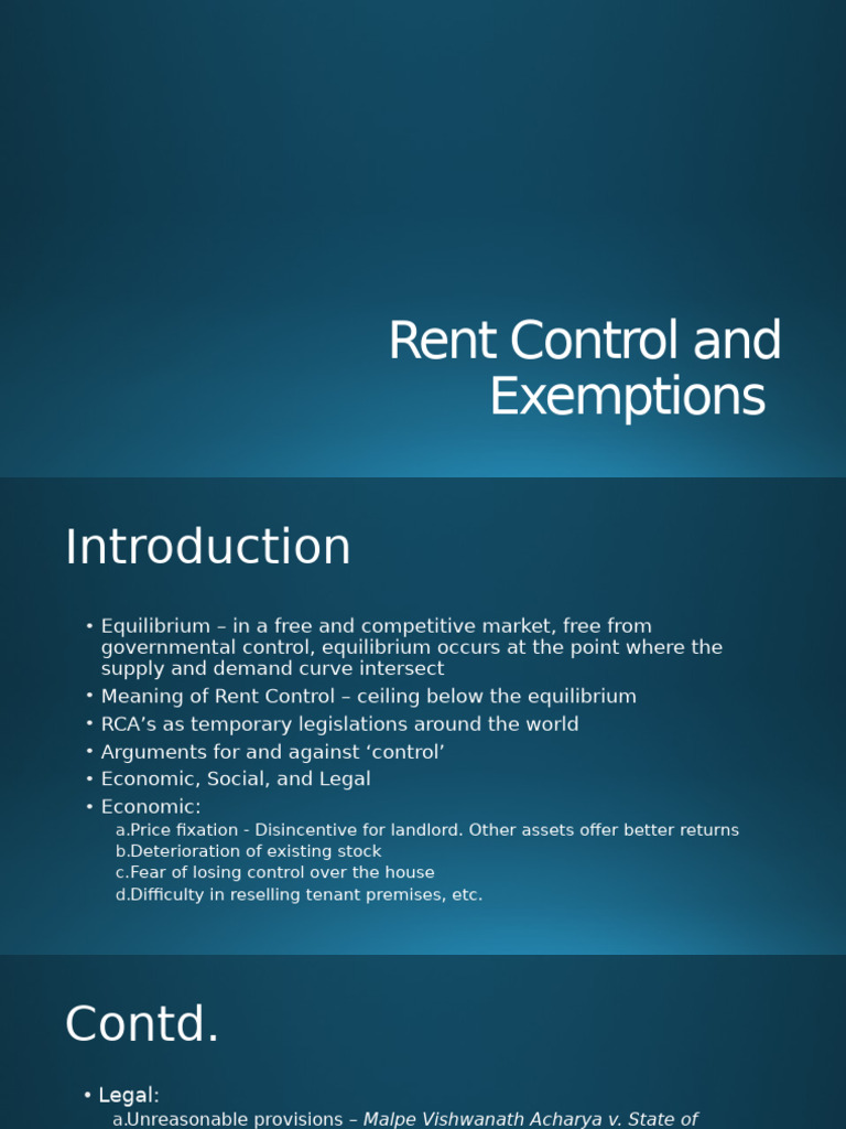 Rent Control: Legal Framework and Exemptions | PDF | Lease | Eviction
