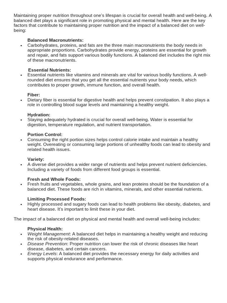 Essential Guide to Balanced Nutrition | PDF | Healthy Diet | Nutrients