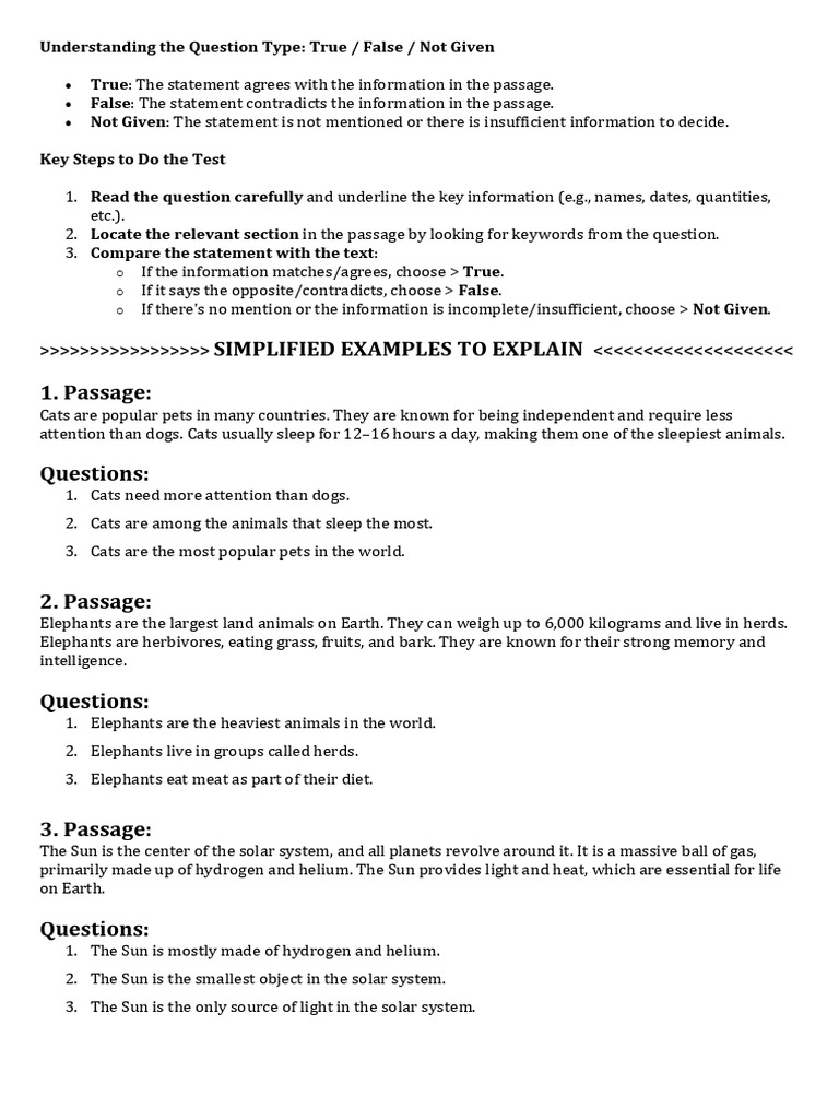 True - False - Not Given - Reading Explanation - Raxmatova's Class | PDF
