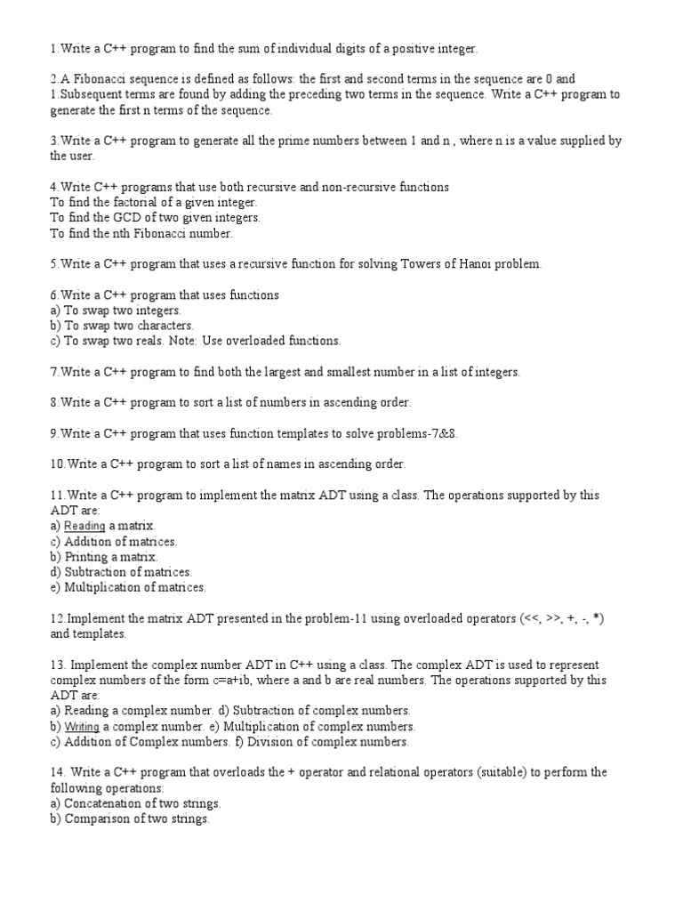 List of C++ Program | PDF | C++ | Class (Computer Programming)
