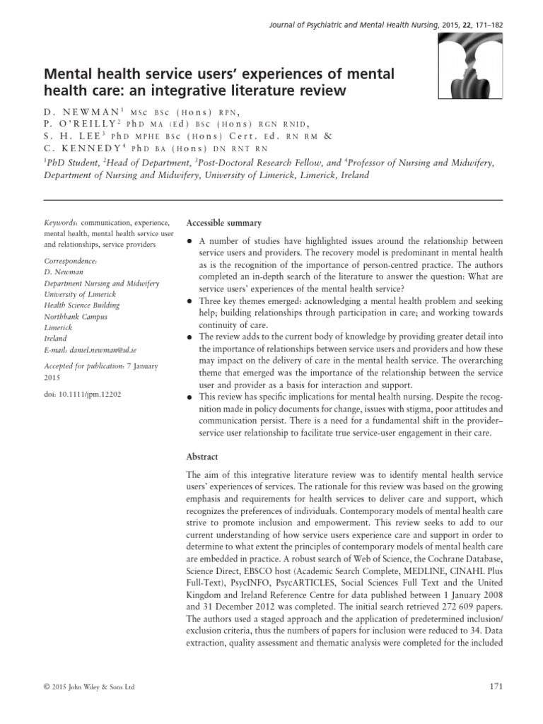 Mental Health Sercice Users Experiences of Mental Health Care Review ...