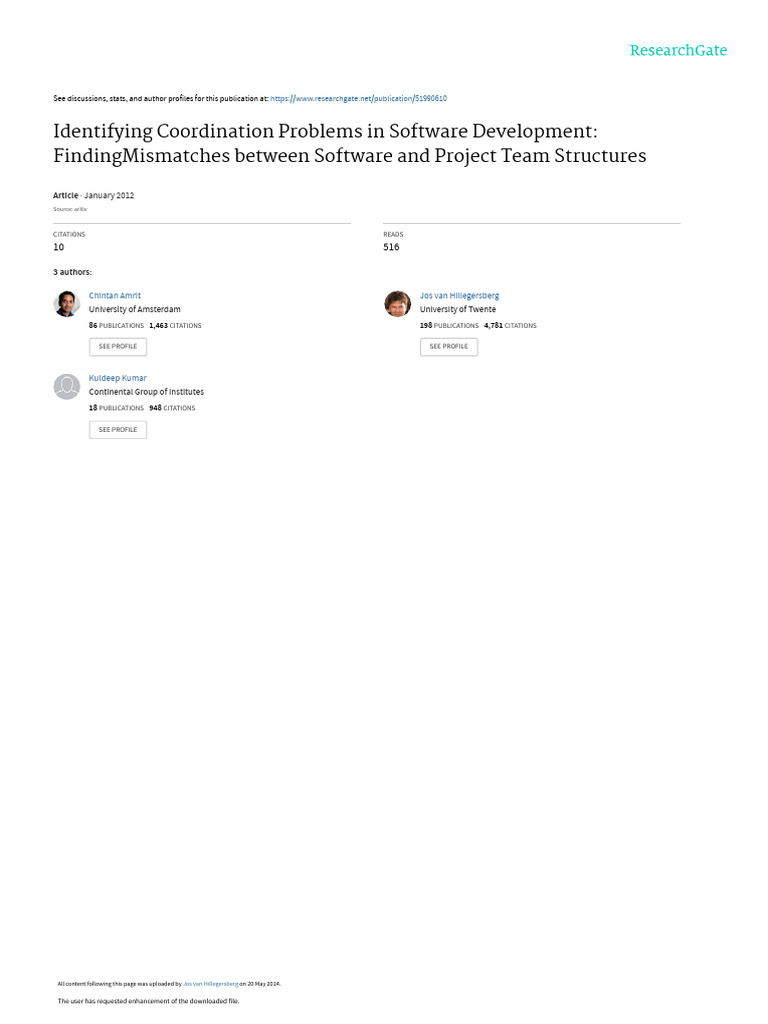Identifying Coordination Problems in Software Deve | PDF | Information ...