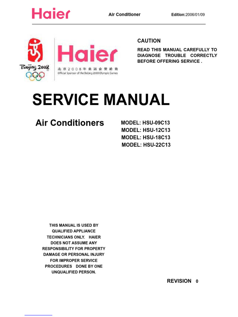 Haier Air Conditioner Service Manual | PDF | Air Conditioning ...