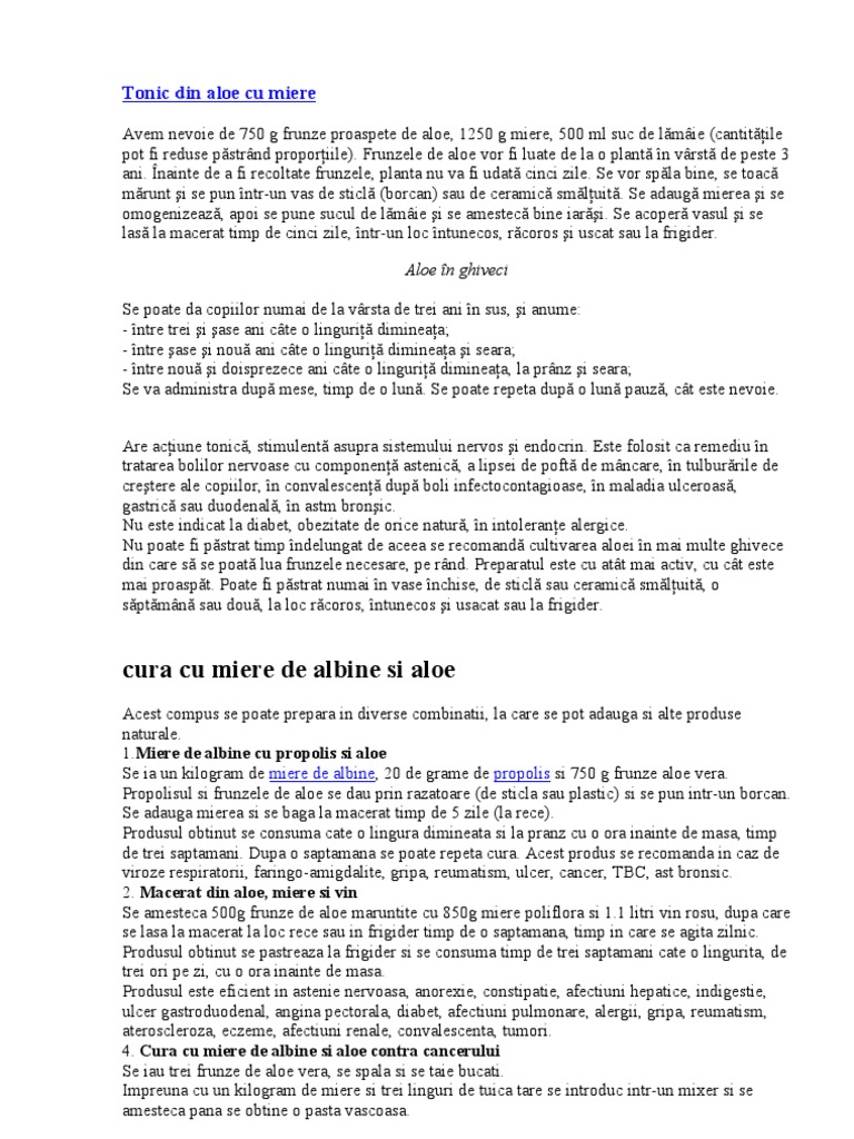 Aloe Cu Miere | PDF