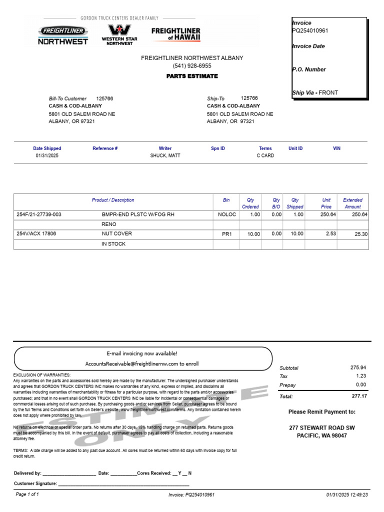PQ254010961 | PDF | Invoice | Business